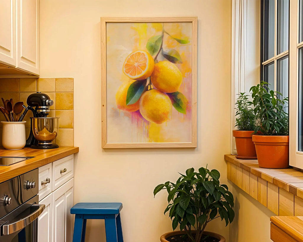 Colorful Lemon Art Print | Citrus Kitchen Decor wall art print, modern home decor, unframed artwork by Nomad & Nest