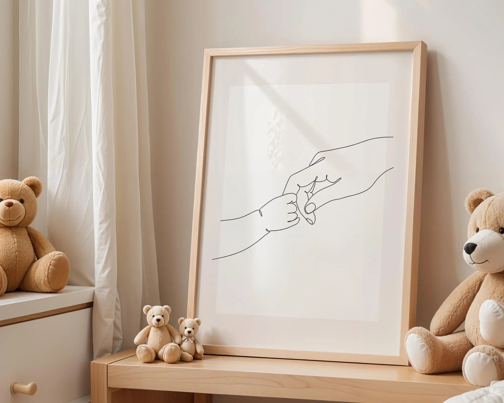 Playroom Ideas | Minimal Hands Nursery Print | Parent Baby Line Art wall art print, modern home decor, unframed artwork by Nomad & Nest