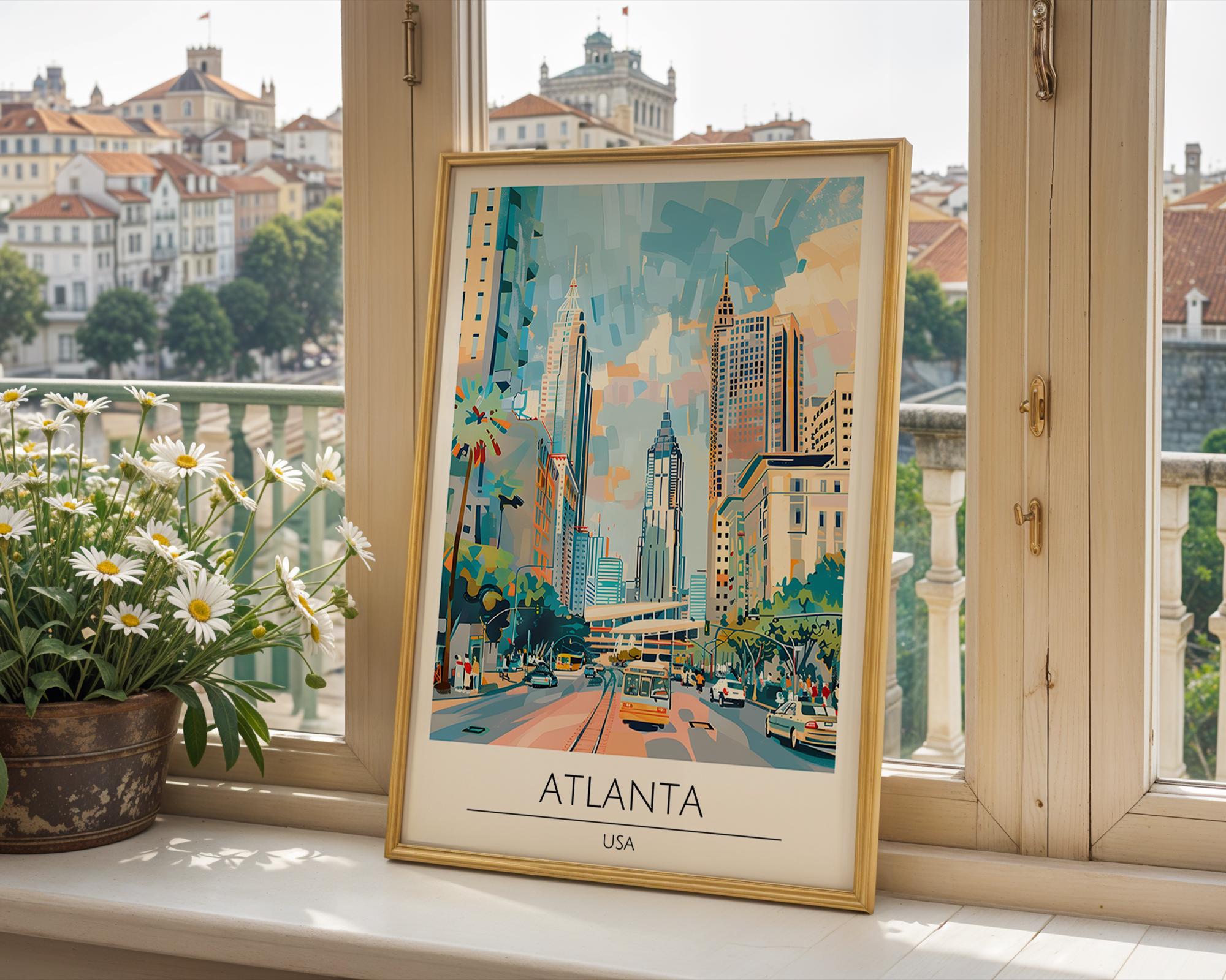Atlanta Skyline Art Print | Colorful Southern USA Travel Poster wall art print, modern home decor, unframed artwork by Nomad & Nest