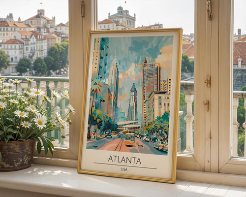 Atlanta Skyline Art Print | Colorful Southern USA Travel Poster wall art print, modern home decor, unframed artwork by Nomad & Nest