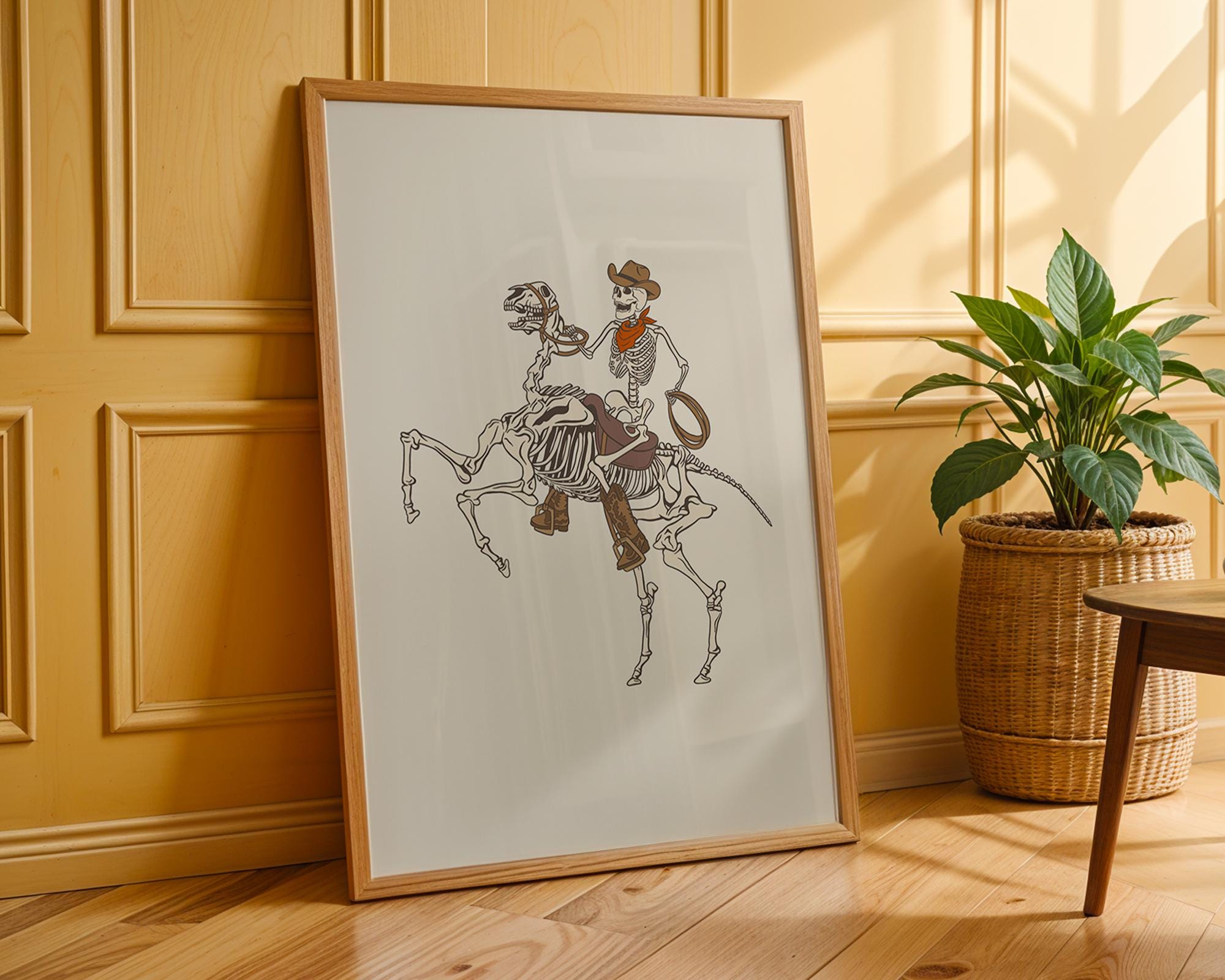 Skeleton Cowboy Print | Gothic Western Horse Rider Wall Art wall art print, modern home decor, unframed artwork by Nomad & Nest