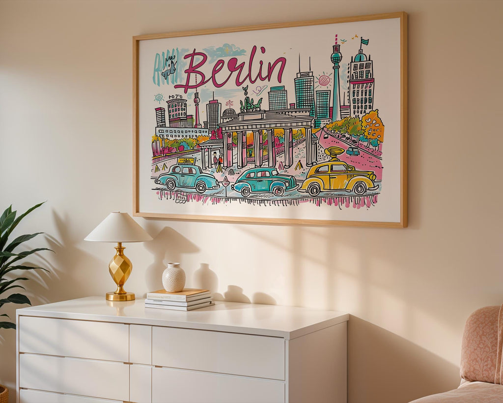 Berlin Cityscape Art Print | Vibrant German Travel Poster wall art print, modern home decor, unframed artwork by Nomad & Nest