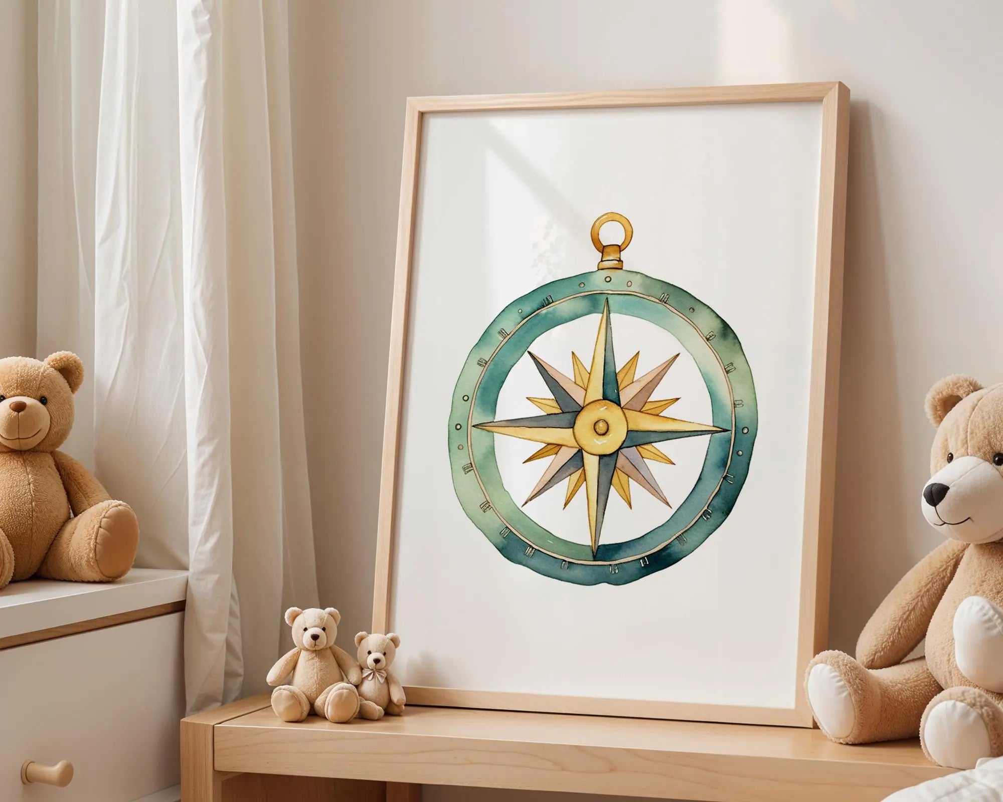Playroom Ideas | Compass Rose Nursery Wall Art Explorer Adventure Print wall art print, modern home decor, unframed artwork by Nomad & Nest