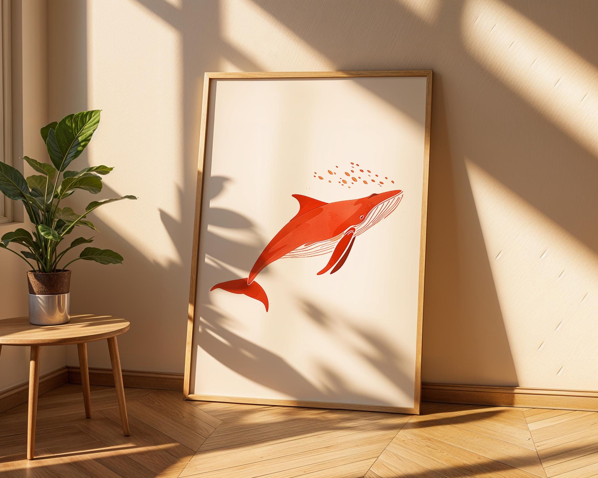 Vibrant Whale Wall Art Print, Scandinavian Nursery Decor wall art print, modern home decor, unframed artwork by Nomad & Nest