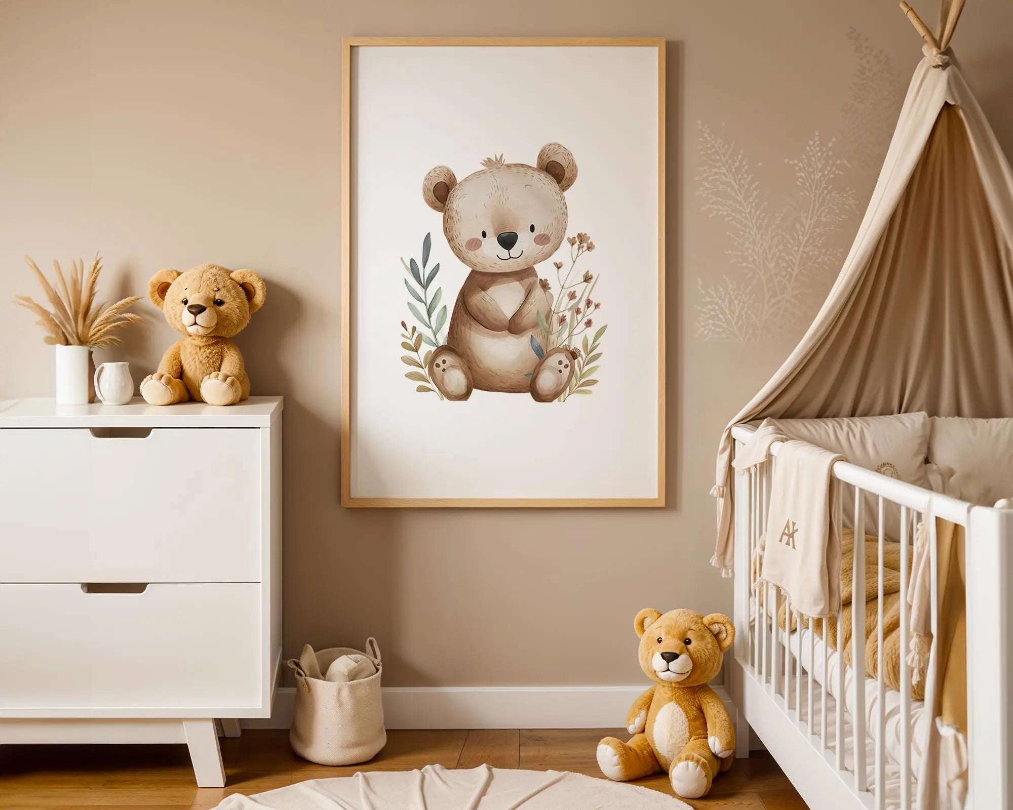 Playroom Ideas | Teddy Bear Nursery Wall Art | Woodland Animal Baby Decor wall art print, modern home decor, unframed artwork by Nomad & Nest