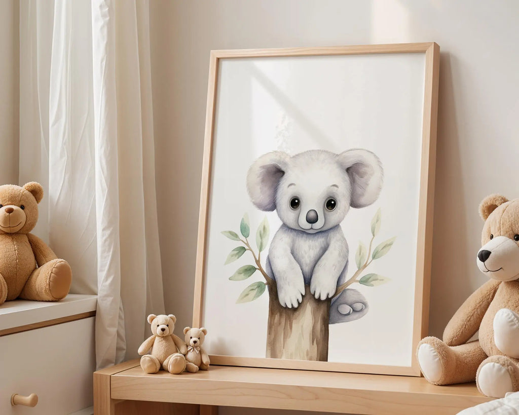 Playroom Ideas | Koala Nursery Wall Art | Australian Animal Baby Decor wall art print, modern home decor, unframed artwork by Nomad & Nest
