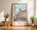 Riga Latvia Travel Poster | Colorful Old Town Architecture Print wall art print, modern home decor, unframed artwork by Nomad & Nest