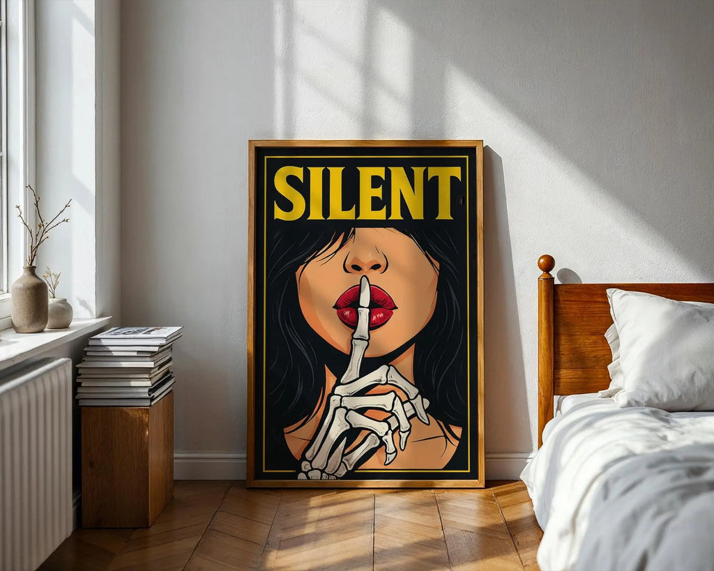 Positive Emotion | Silent Art Print | Dark Pop Art Illustration | Gothic Skeleton Hand Wall Decor wall art print, modern home decor, unframed artwork by Nomad & Nest