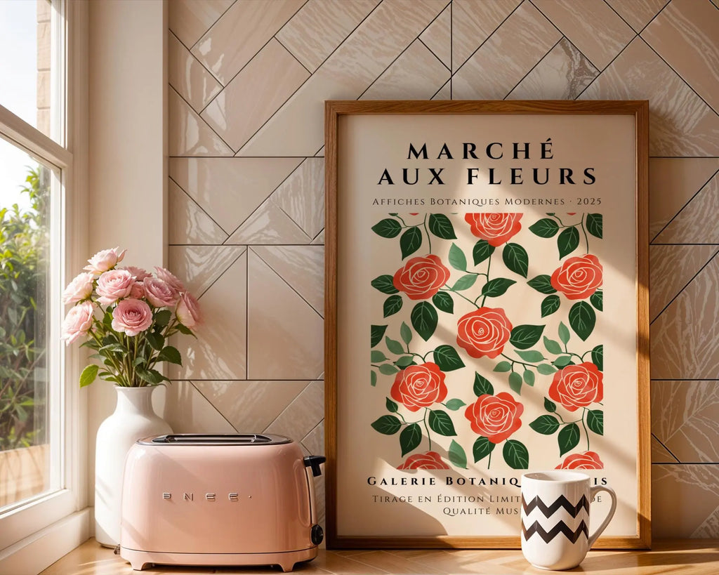 Red Rose Botanical Print | Vintage Paris Floral Art wall art print, modern home decor, unframed artwork by Nomad & Nest