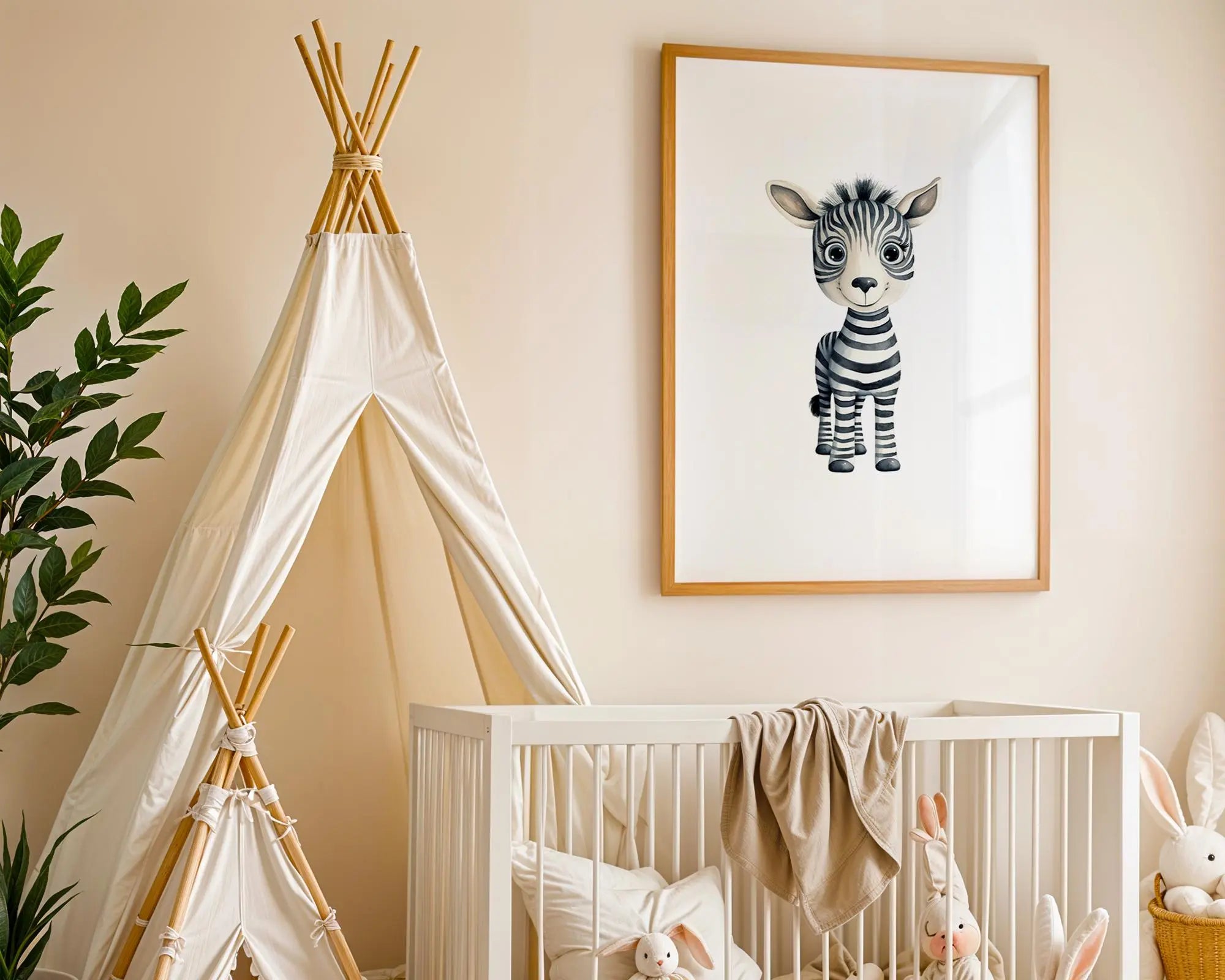 Playroom Ideas | Zebra Nursery Wall Art | Safari Animal Baby Illustration wall art print, modern home decor, unframed artwork by Nomad & Nest