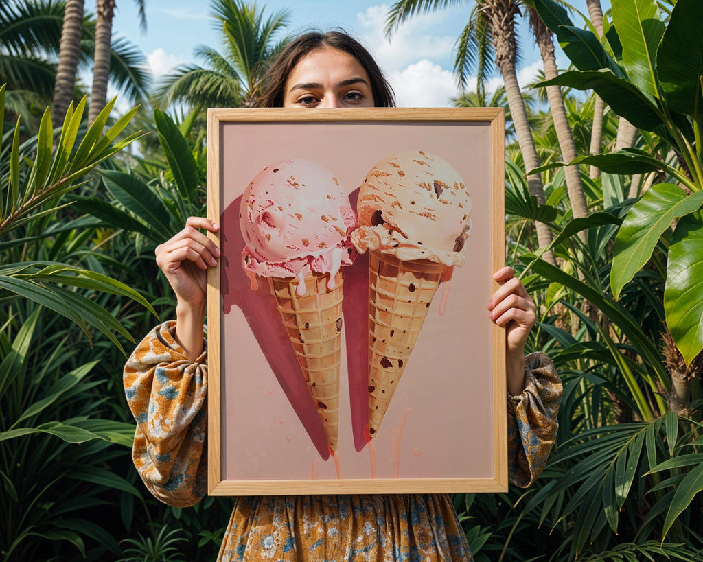 Colourful Prints | Ice Cream Cone Print | Retro Summer Kitchen Wall Art wall art print, modern home decor, unframed artwork by Nomad & Nest