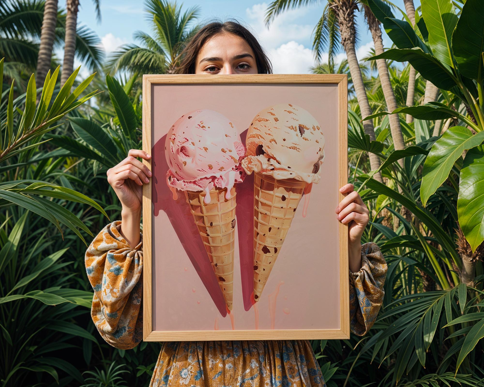 Colourful Prints | Ice Cream Cone Print | Retro Summer Kitchen Wall Art wall art print, modern home decor, unframed artwork by Nomad & Nest