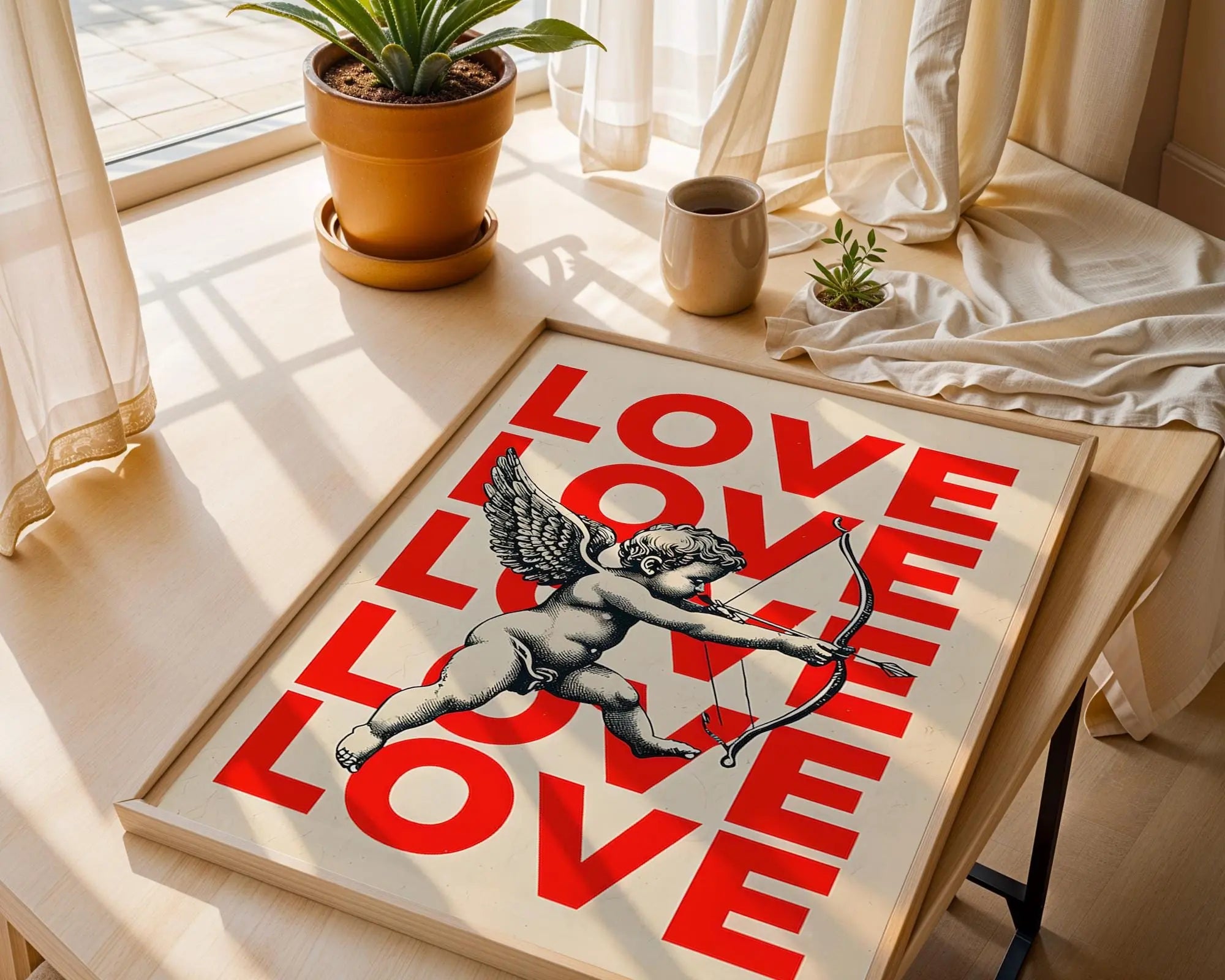 Cupid Love Poster | Romantic Vintage Illustration wall art print, modern home decor, unframed artwork by Nomad & Nest