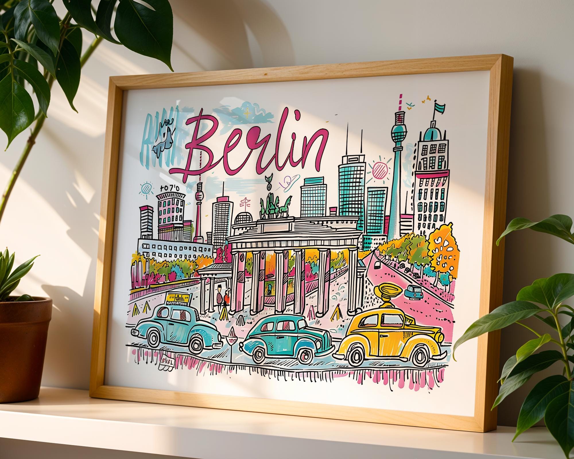 Berlin Cityscape Art Print | Vibrant German Travel Poster wall art print, modern home decor, unframed artwork by Nomad & Nest