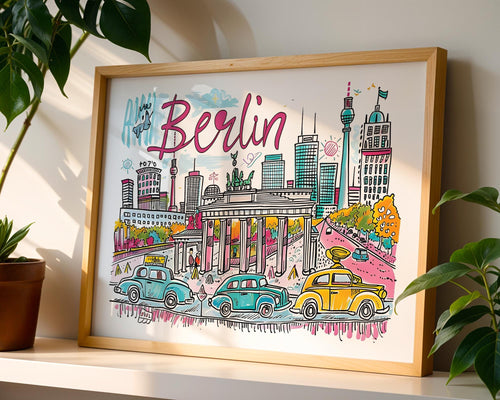 Berlin Cityscape Art Print | Vibrant German Travel Poster wall art print, modern home decor, unframed artwork by Nomad & Nest