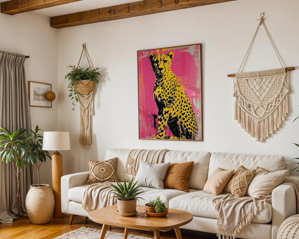 Modern Pop Art | Cheetah Print | Yellow & Black Graffiti Animal Poster wall art print, modern home decor, unframed artwork by Nomad & Nest