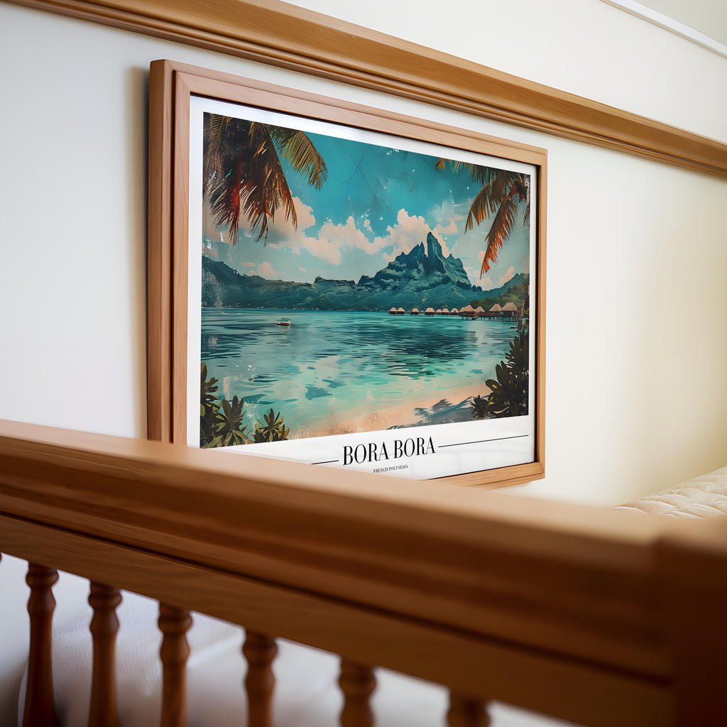 Bora Bora Print | Tropical Island Overwater Bungalow Wall Art wall art print, modern home decor, unframed artwork by Nomad & Nest