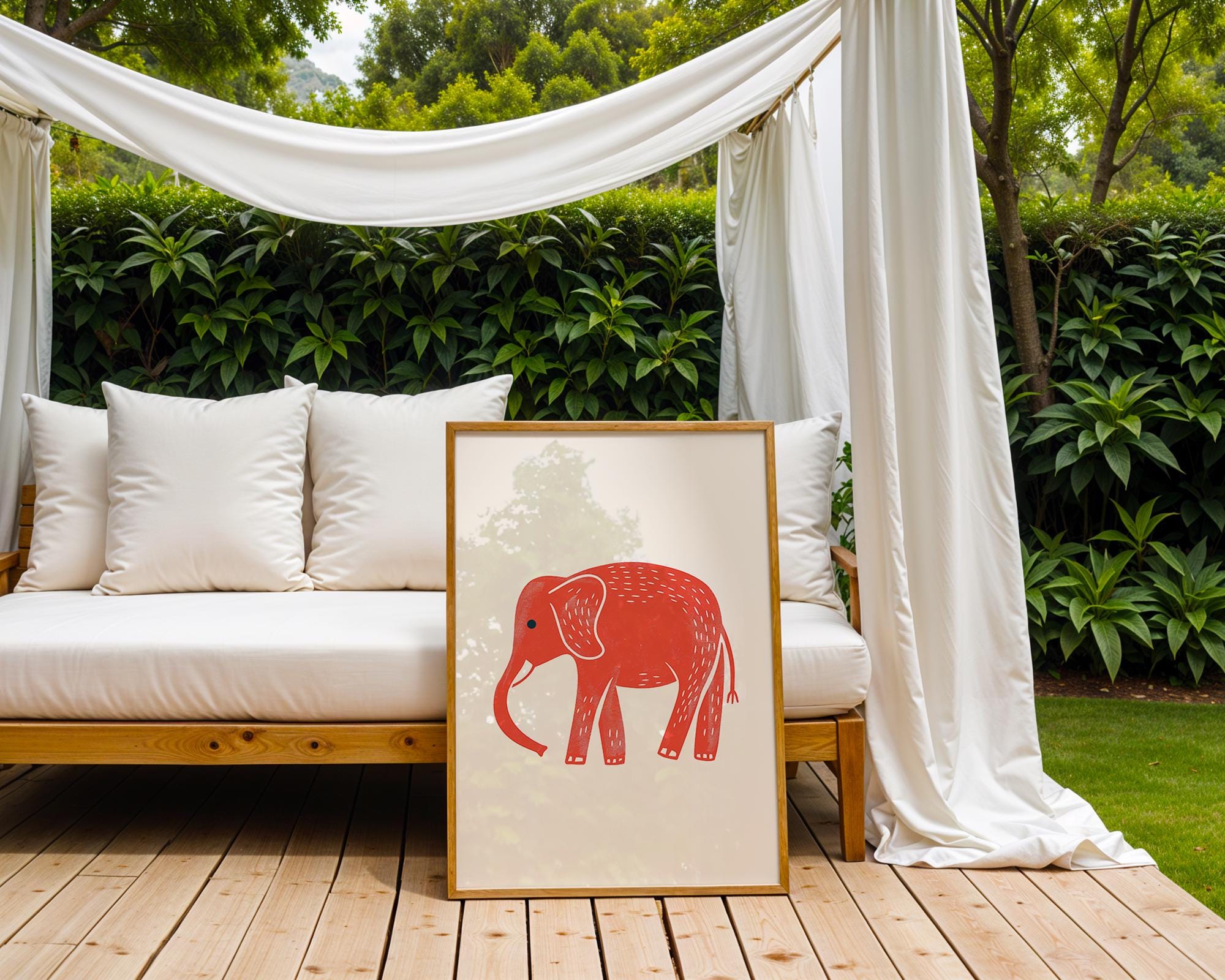Elephant Art Print | Maximalist Safari Poster, Nature Gift wall art print, modern home decor, unframed artwork by Nomad & Nest