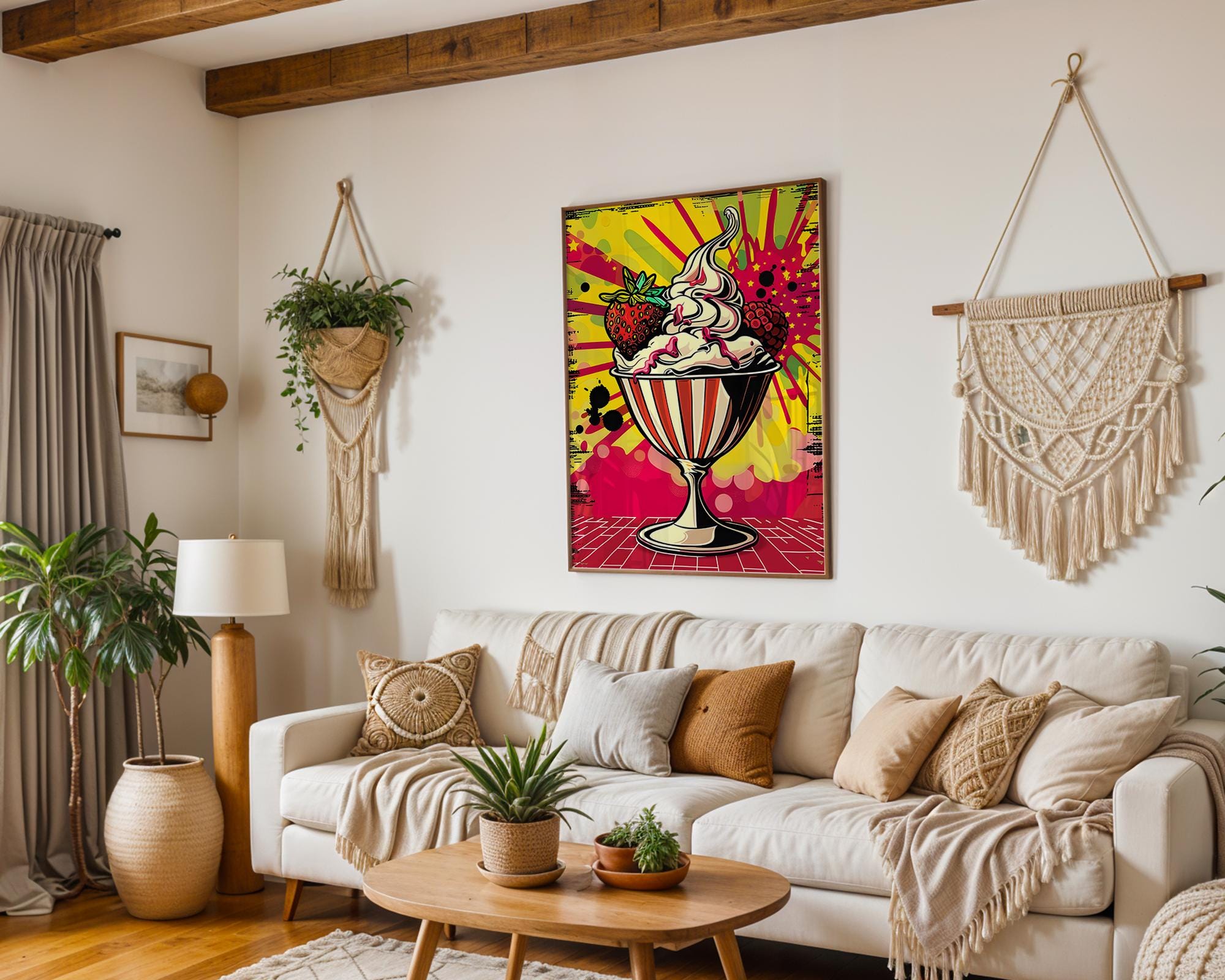 Modern Pop Art | Ice Cream Sundae Print | Retro Kitchen Decor wall art print, modern home decor, unframed artwork by Nomad & Nest