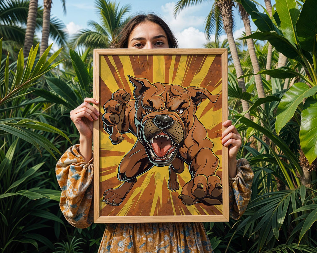 Pop Art Bulldog Poster | Superhero Comic Style Print wall art print, modern home decor, unframed artwork by Nomad & Nest