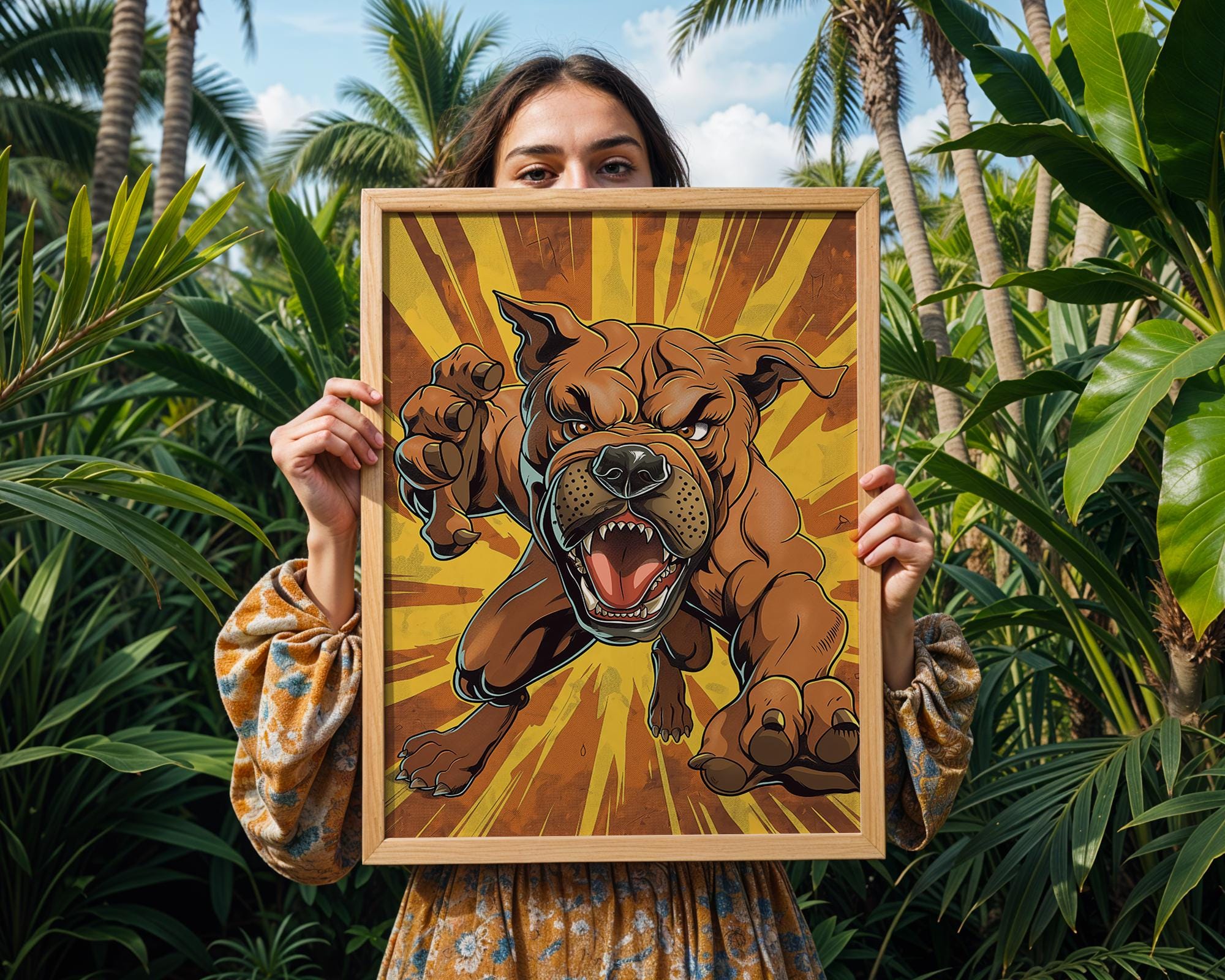 Pop Art Bulldog Poster | Superhero Comic Style Print wall art print, modern home decor, unframed artwork by Nomad & Nest
