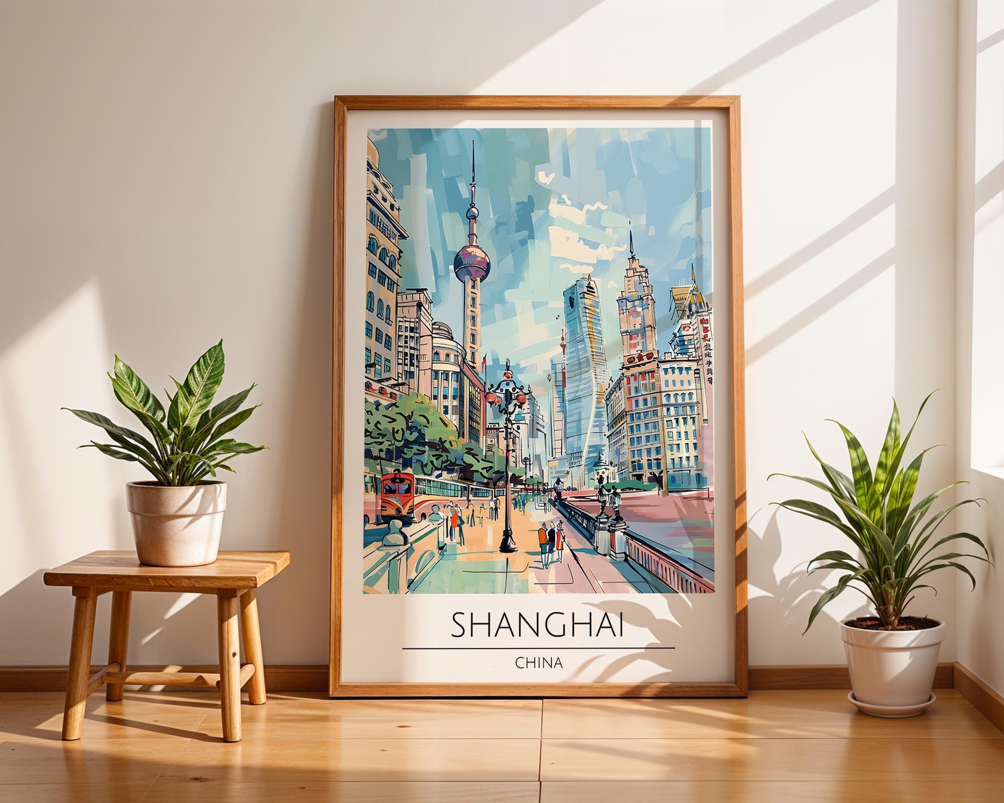 Shanghai Skyline Art Print | Modern China Cityscape (260gsm Matte Paper) wall art print, modern home decor, unframed artwork by Nomad & Nest