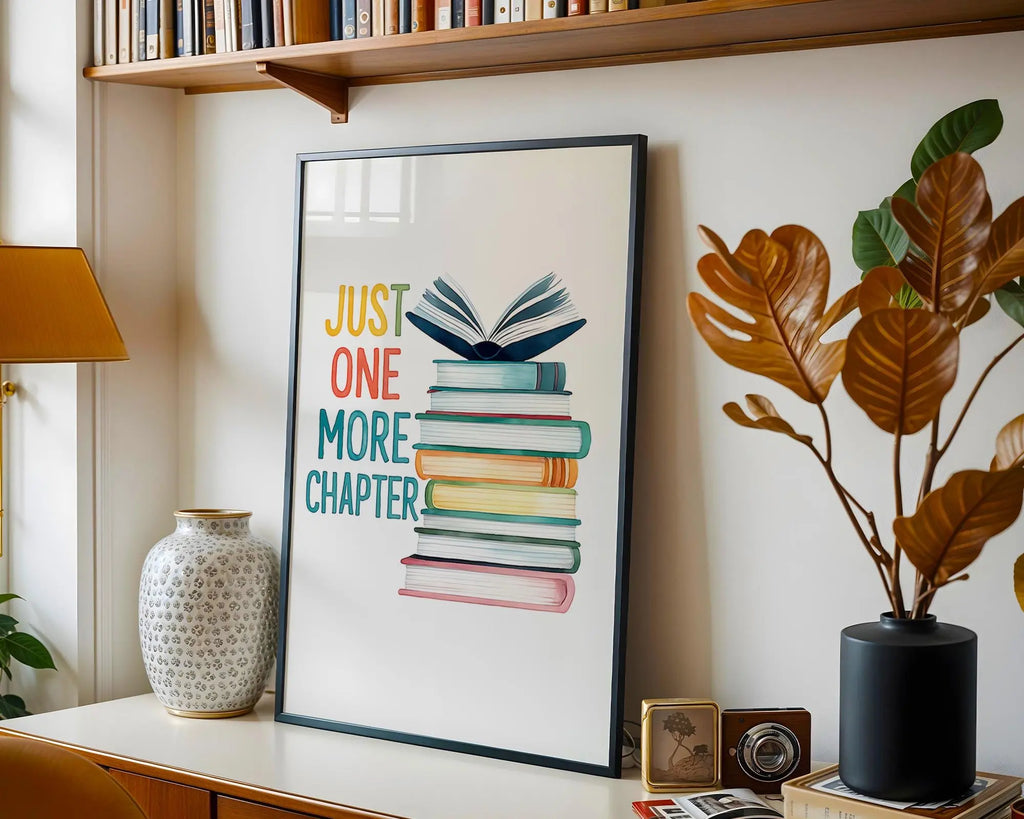 Book Lover Print – "Just One More Chapter" Wall Art wall art print, modern home decor, unframed artwork by Nomad & Nest