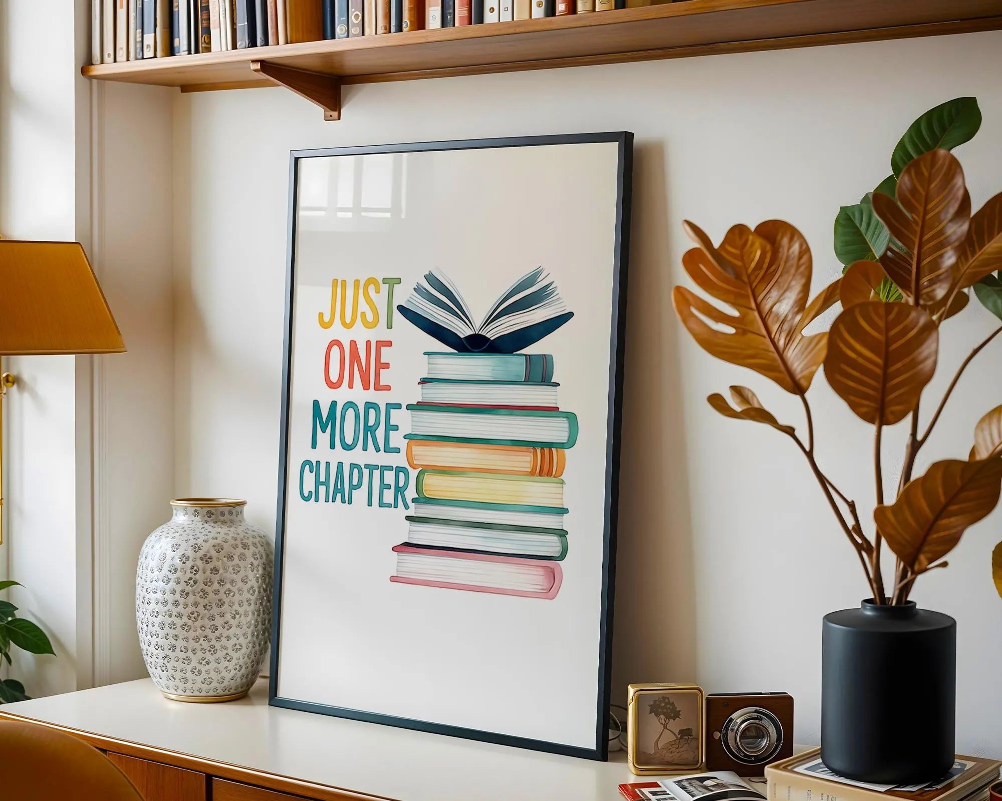 Book Lover Print – "Just One More Chapter" Wall Art wall art print, modern home decor, unframed artwork by Nomad & Nest