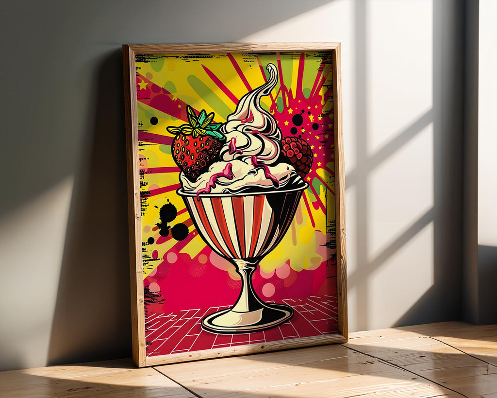Modern Pop Art | Ice Cream Sundae Print | Retro Kitchen Decor wall art print, modern home decor, unframed artwork by Nomad & Nest