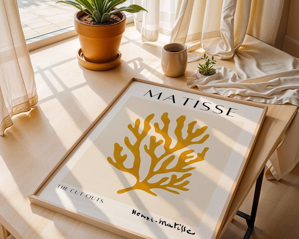 Henri Matisse Print | Inspired  | Abstract Mustard Coral Wall Art wall art print, modern home decor, unframed artwork by Nomad & Nest