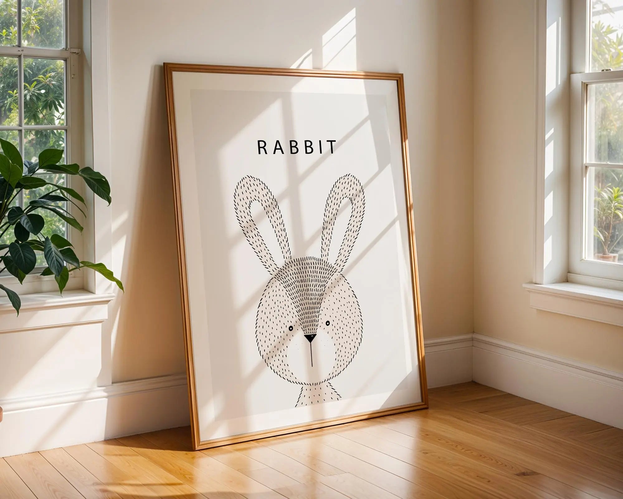 Rabbit Nursery Art Print | Scandinavian Kids Room Decor wall art print, modern home decor, unframed artwork by Nomad & Nest