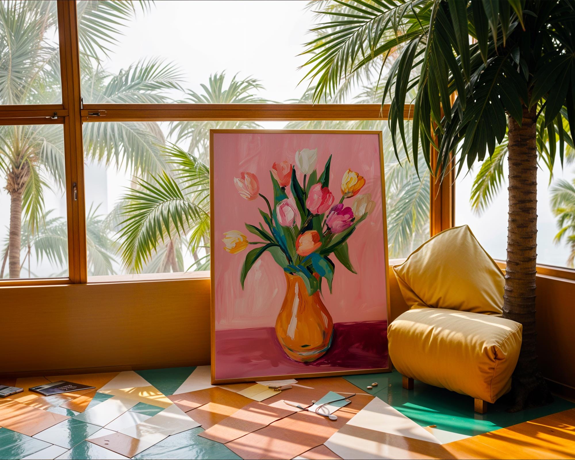 Colourful Prints | Tulips Floral Wall Art |  Botanical Print wall art print, modern home decor, unframed artwork by Nomad & Nest