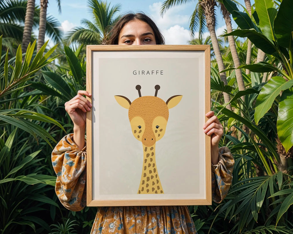 Giraffe Nursery Print | Scandinavian Kids Room Animal Poster wall art print, modern home decor, unframed artwork by Nomad & Nest