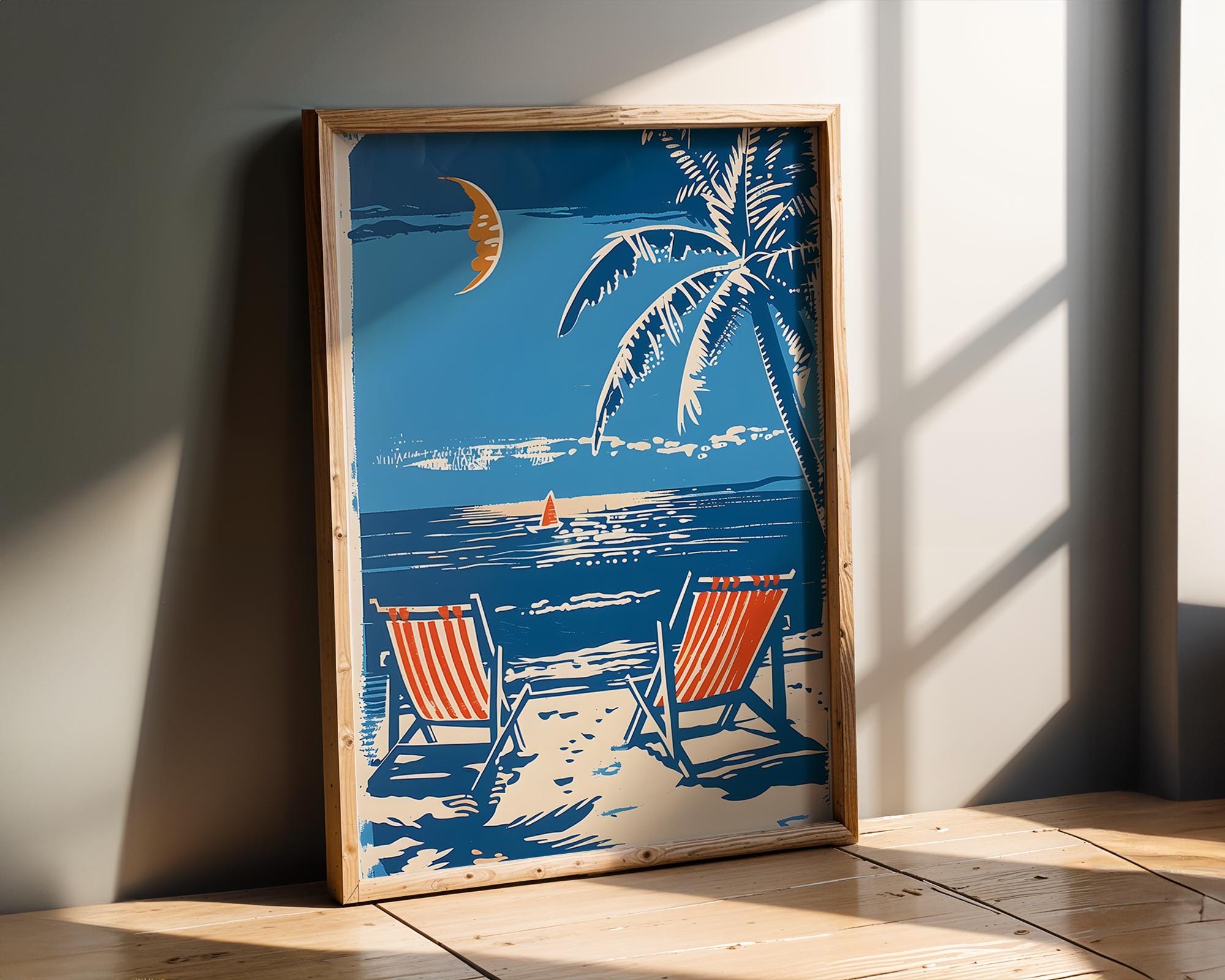 Modern Pop Art | Retro Beach Print | Mid-Century Coastal Decor wall art print, modern home decor, unframed artwork by Nomad & Nest