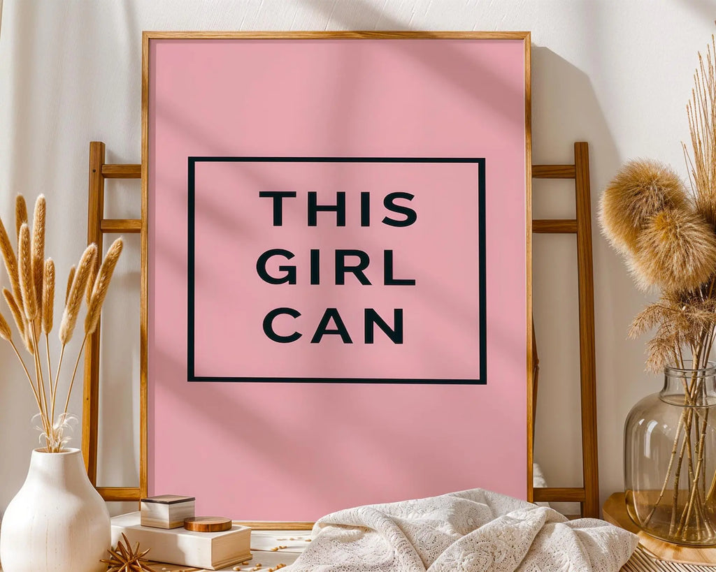 Positive Emotion | This Girl Can Wall Art | Minimal Typography | Soft Pink Empowerment Decor wall art print, modern home decor, unframed artwork by Nomad & Nest