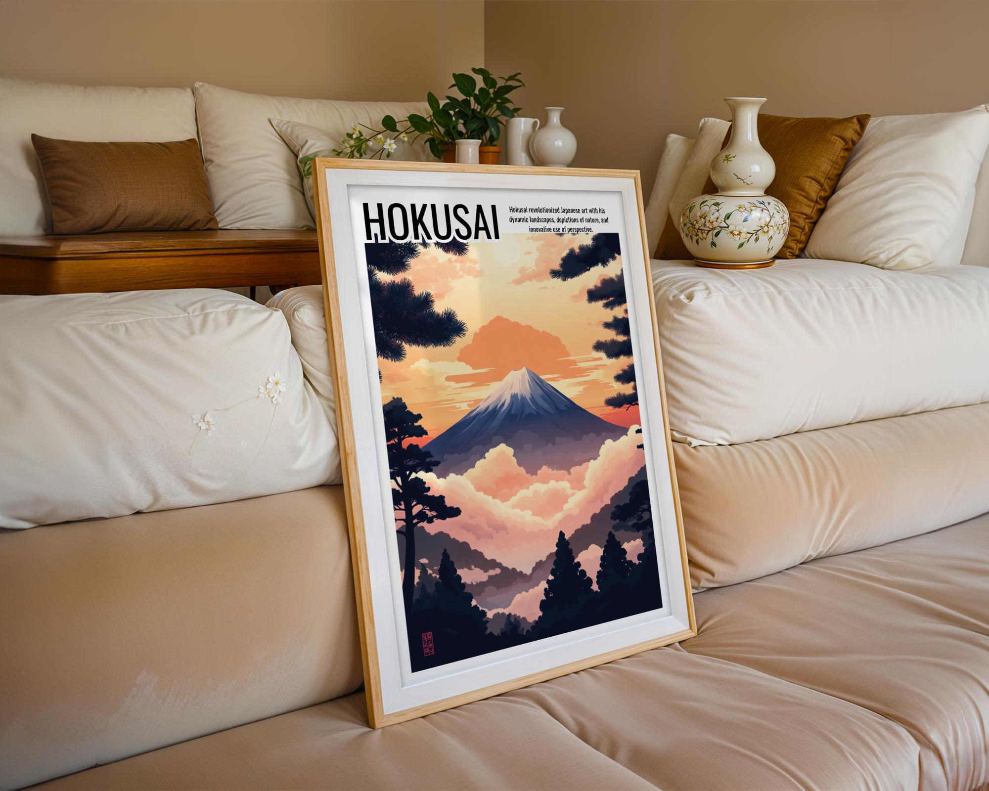 Japanese Poster | Mount Fuji Art Print –  Sunset, Hokusai Inspired wall art print, modern home decor, unframed artwork by Nomad & Nest