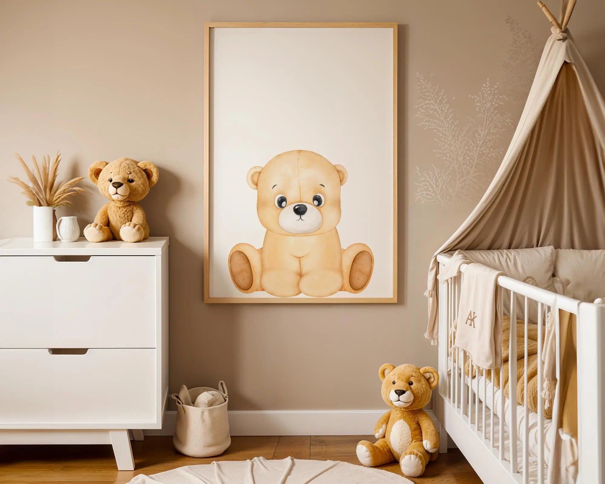 Playroom Ideas | Teddy Bear Nursery Print | Plush Baby Wall Art wall art print, modern home decor, unframed artwork by Nomad & Nest
