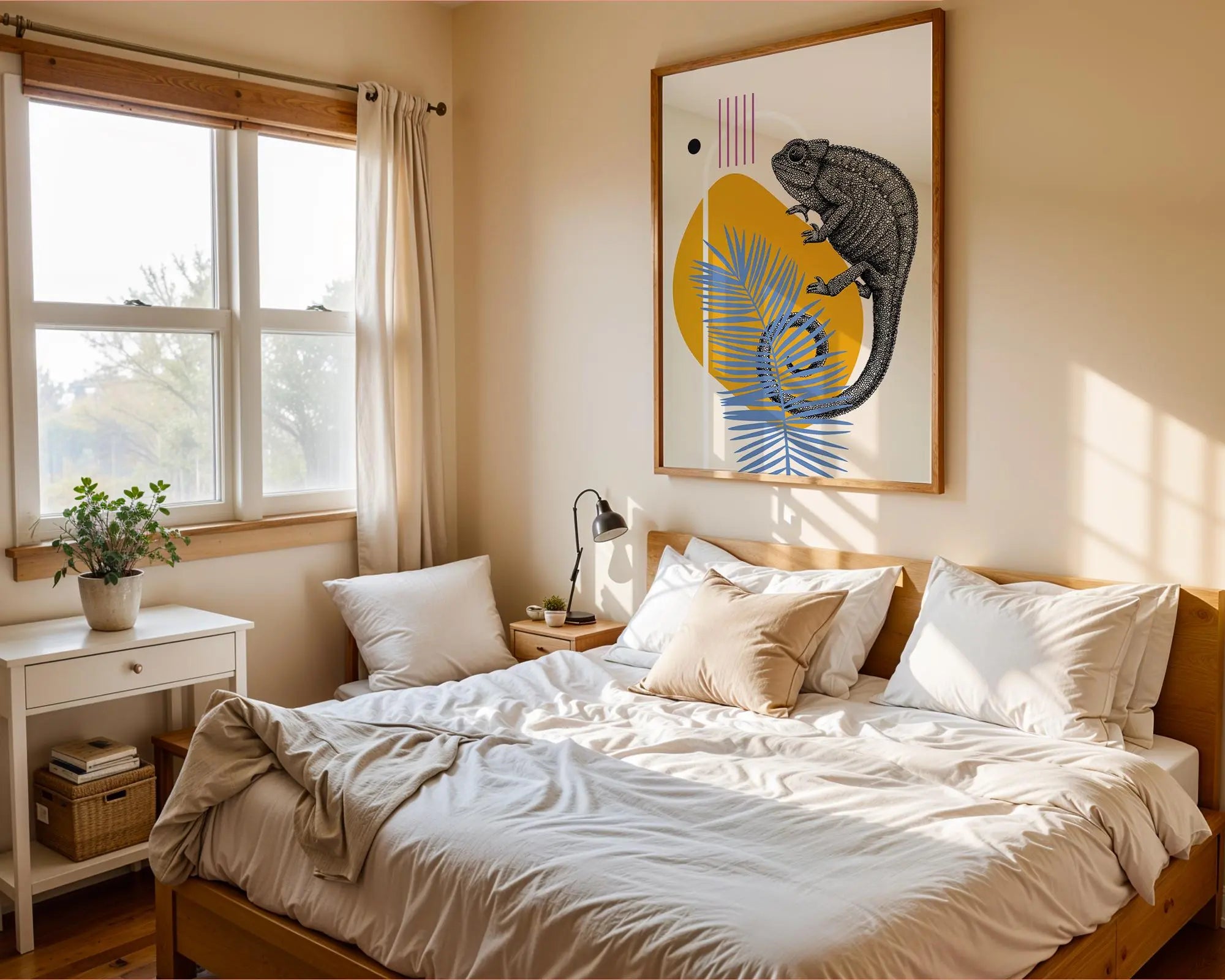Chameleon Geometric Art Print | Modern Animal Illustration wall art print, modern home decor, unframed artwork by Nomad & Nest