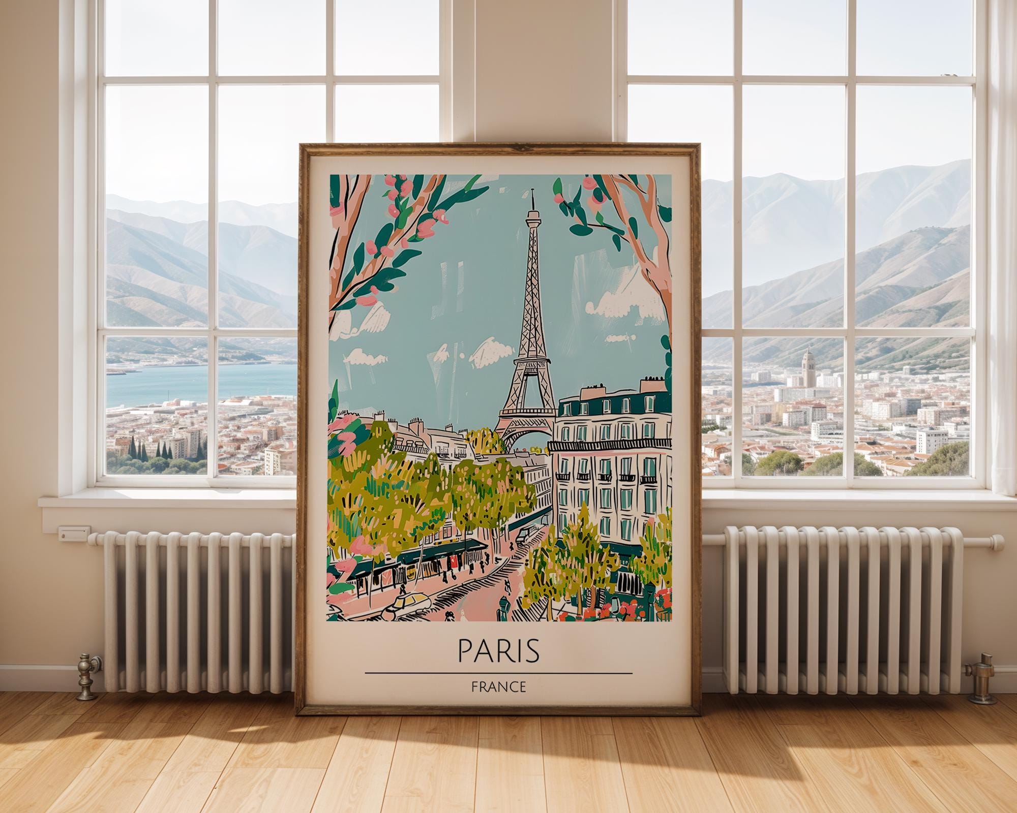 Eiffel Tower Art Print | Paris France Travel Poster wall art print, modern home decor, unframed artwork by Nomad & Nest