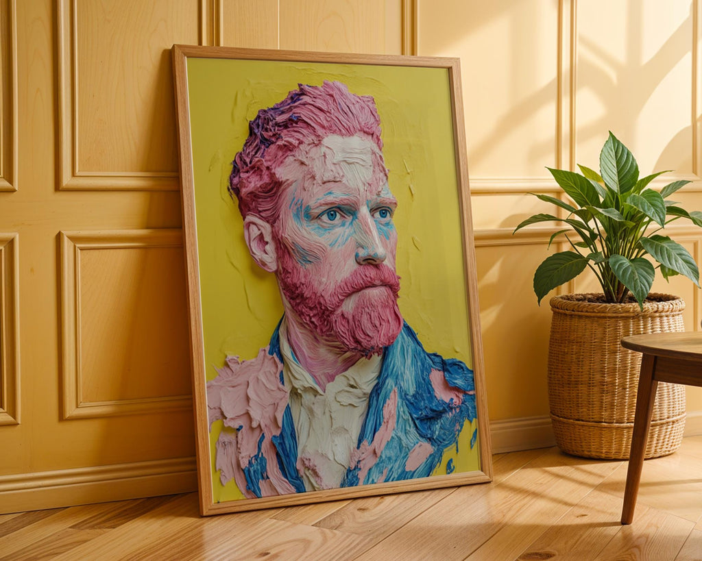 Pop Art Van Gogh Portrait | Pink & Blue Impasto Print wall art print, modern home decor, unframed artwork by Nomad & Nest