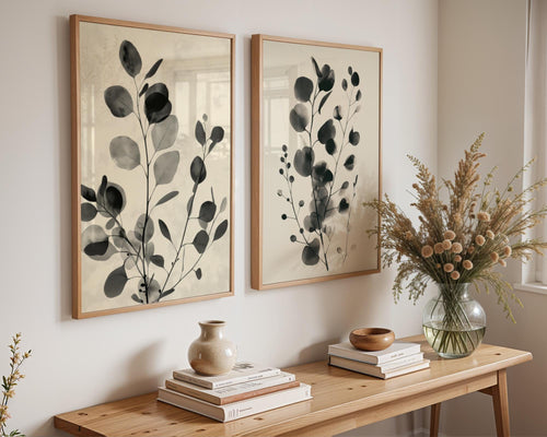 Botanical Leaf Prints Set | Monochrome Minimalist Wall Art wall art print, modern home decor, unframed artwork by Nomad & Nest