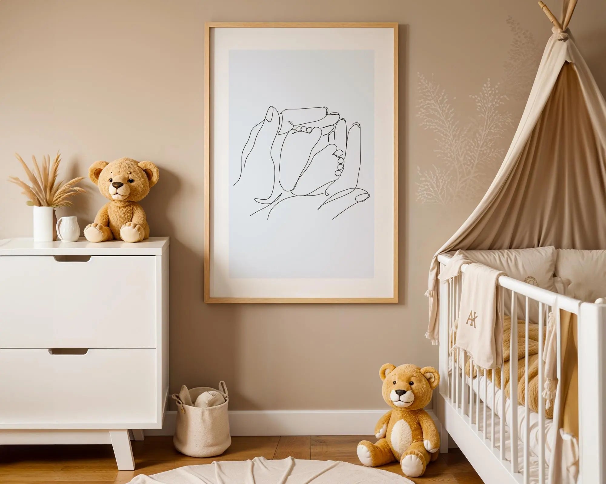 Playroom Ideas | Parent Baby Line Art Print | Soft Blue Nursery Wall Art wall art print, modern home decor, unframed artwork by Nomad & Nest
