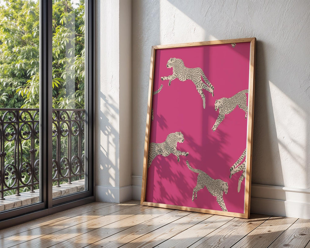 Pink Cheetah Print | Modern Animal Illustration, Safari Decor wall art print, modern home decor, unframed artwork by Nomad & Nest