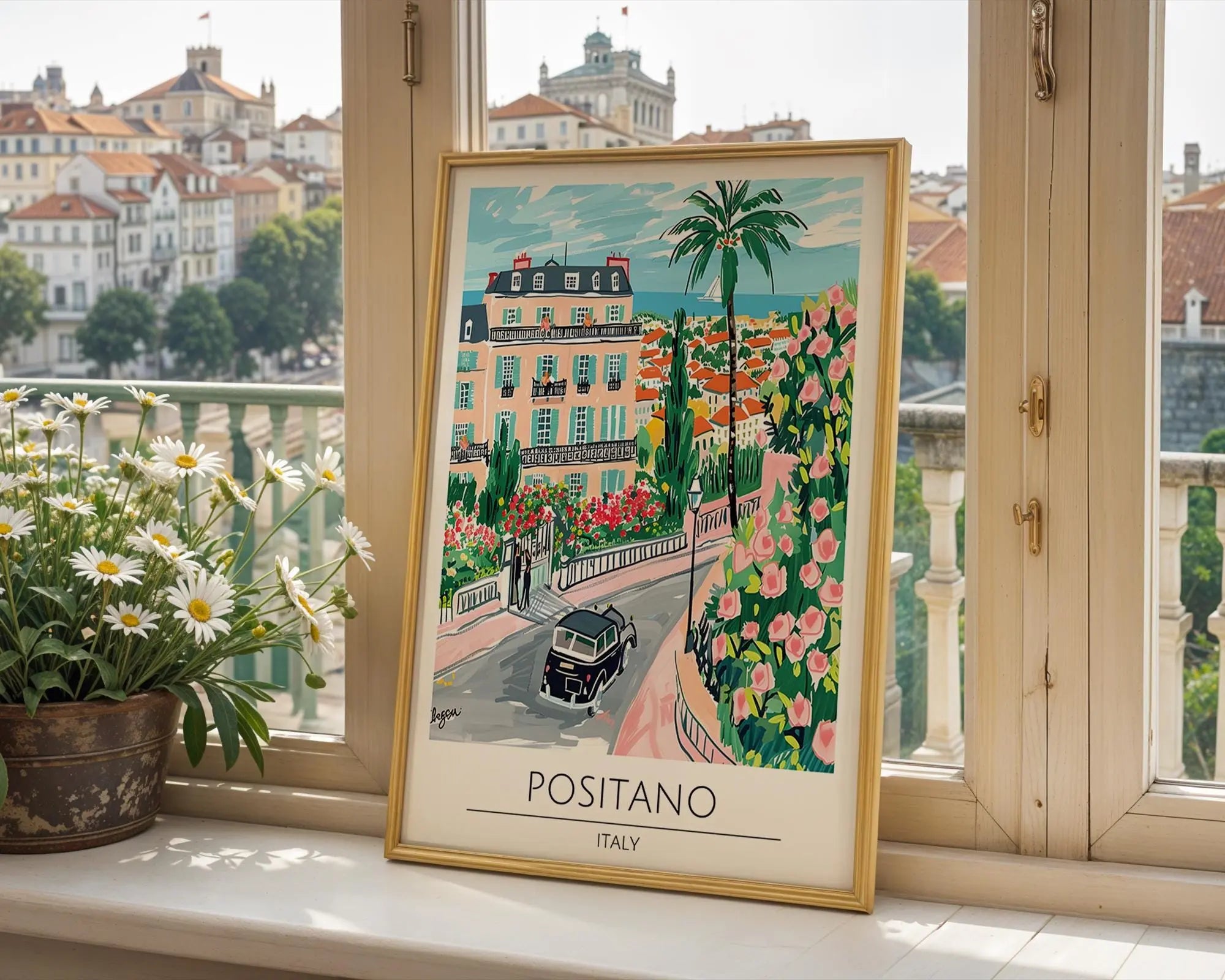 Positano Italy Print | Vibrant Amalfi Coast, Travel Poster wall art print, modern home decor, unframed artwork by Nomad & Nest