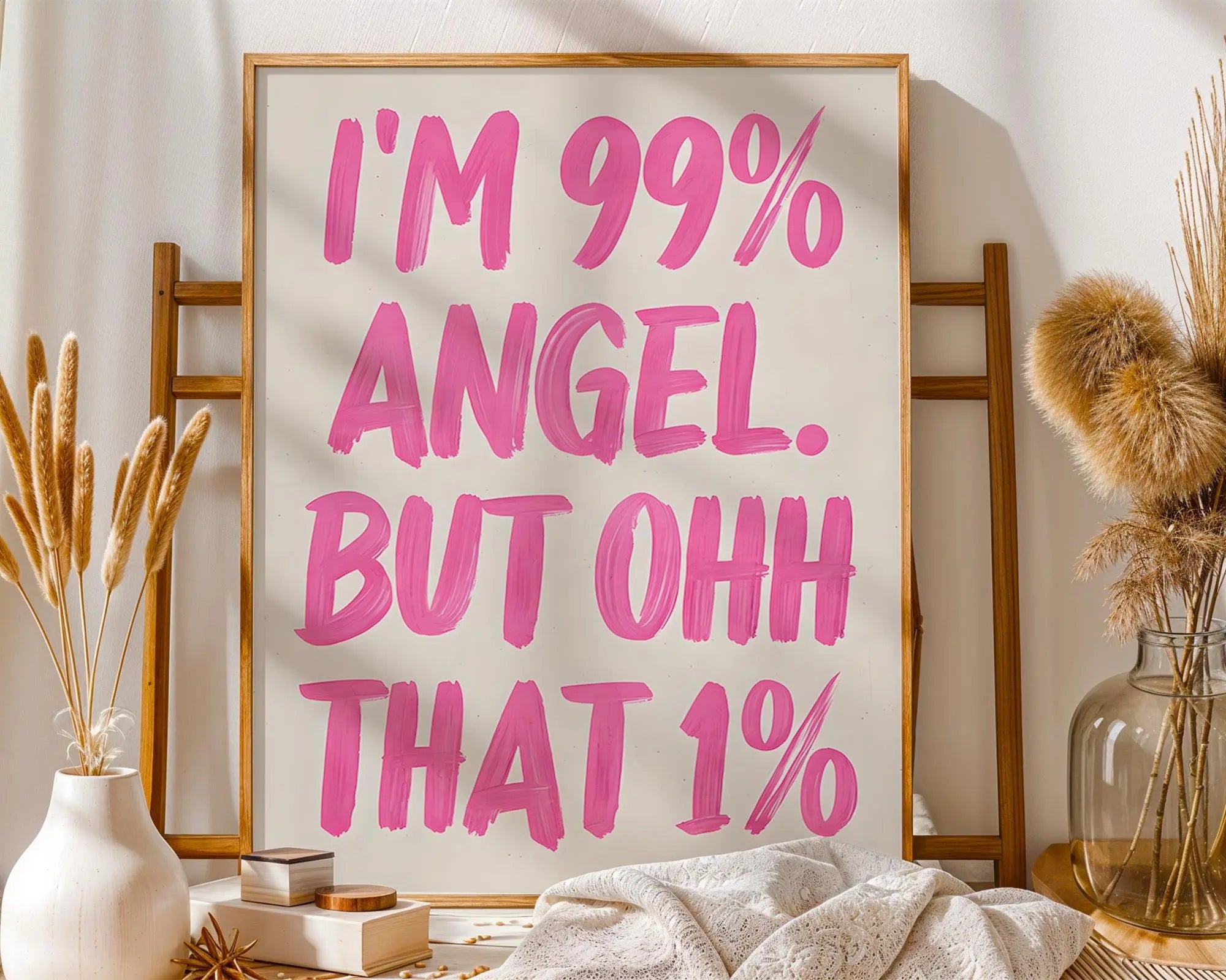 Funny Quote Print | 99% Angel Typography Wall Art wall art print, modern home decor, unframed artwork by Nomad & Nest