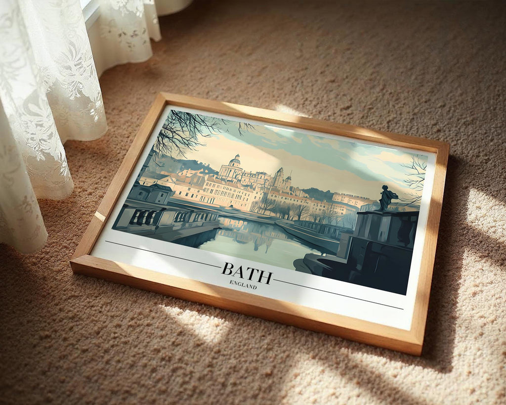 Bath England Travel Poster | Vintage UK Cityscape Art Print wall art print, modern home decor, unframed artwork by Nomad & Nest