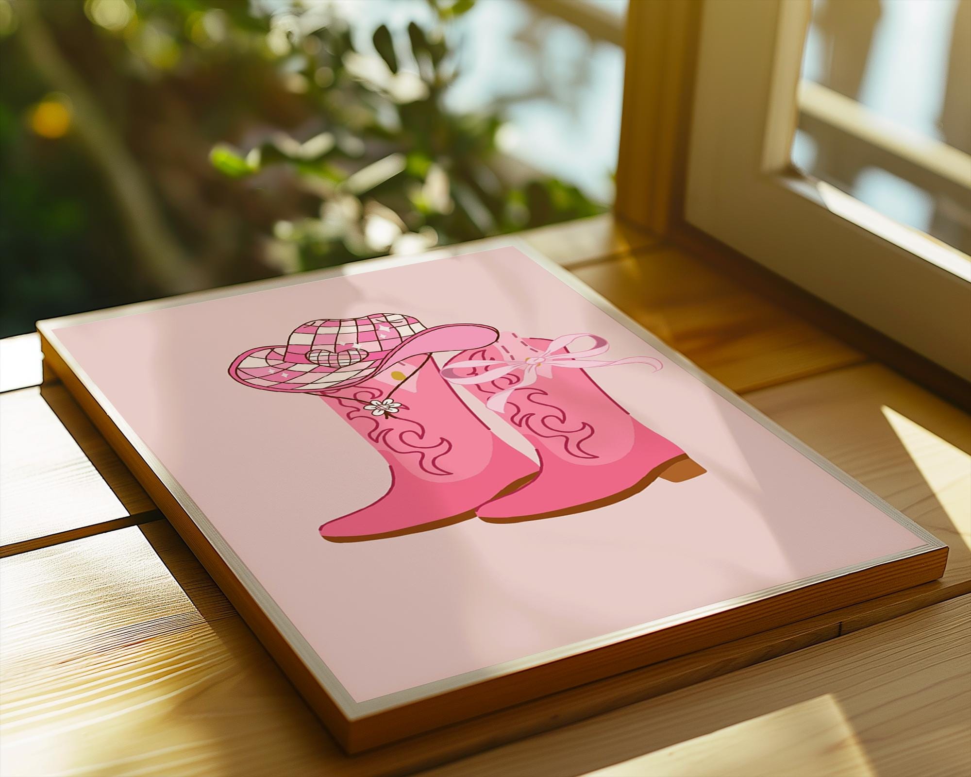 Pink Cowgirl Boots Art Print | Barbiecore Western Poster wall art print, modern home decor, unframed artwork by Nomad & Nest