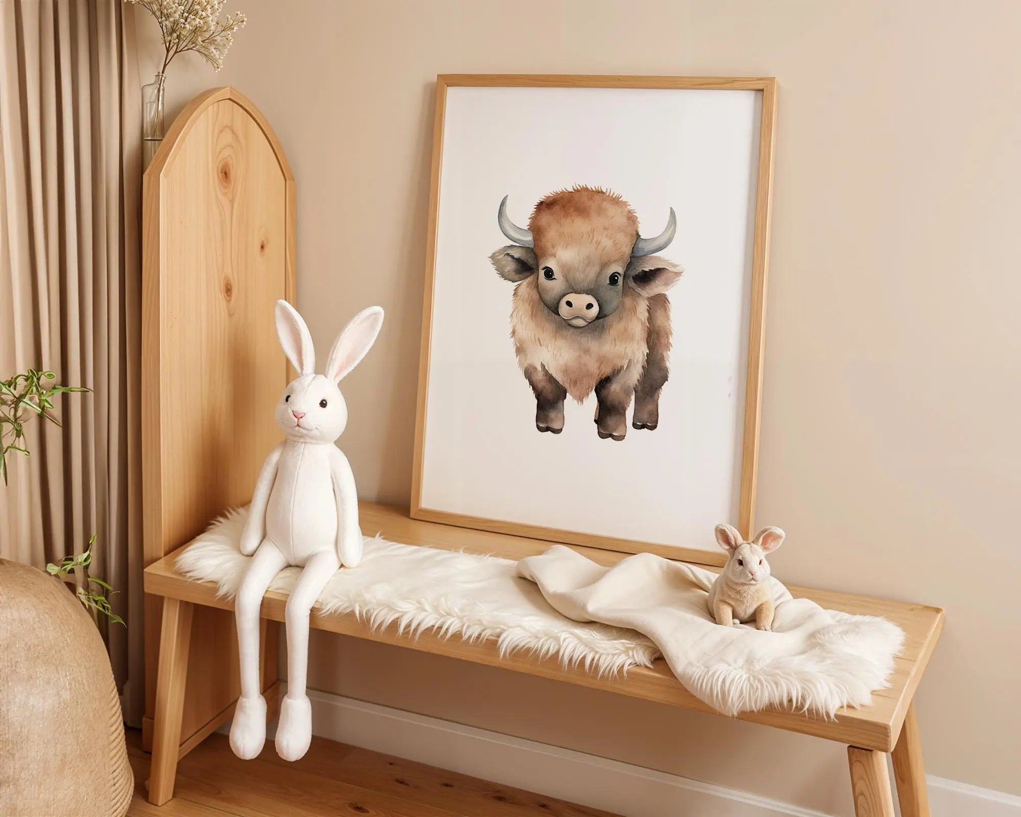 Playroom Ideas | Bison Nursery Wall Art | Woodland Animal Baby Decor wall art print, modern home decor, unframed artwork by Nomad & Nest
