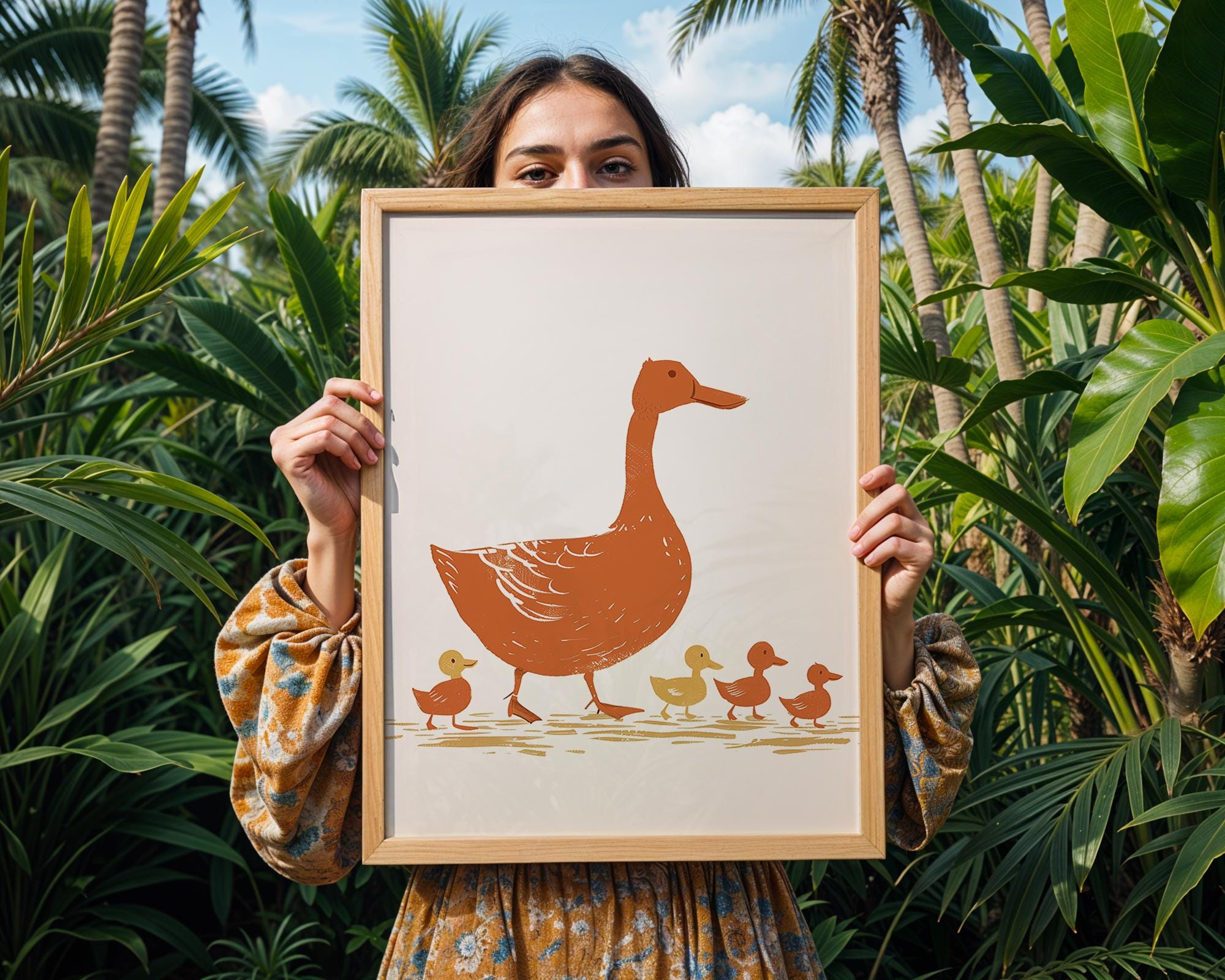 Geese Family Art Print | Rustic Nature Wall Decor wall art print, modern home decor, unframed artwork by Nomad & Nest