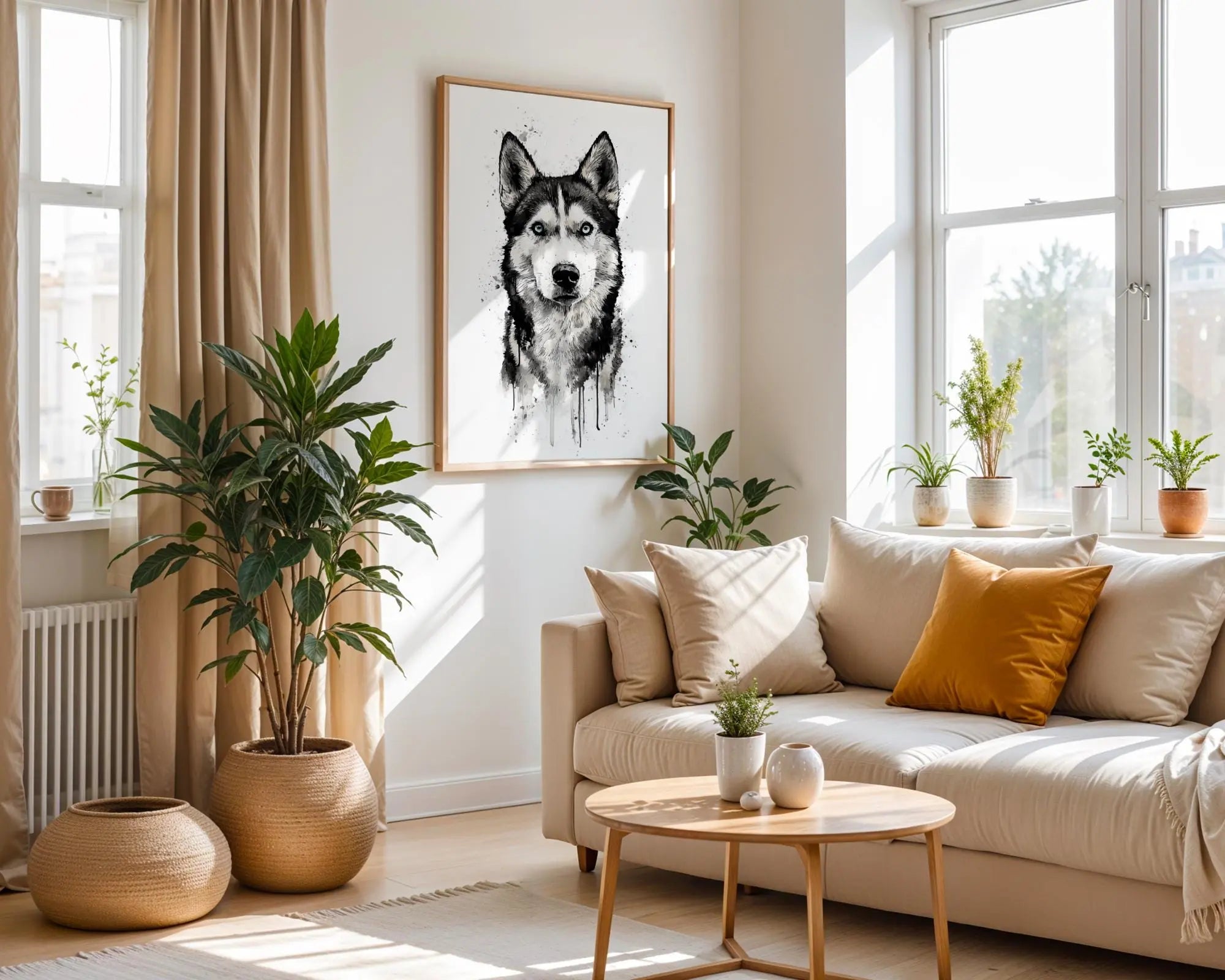 Siberian Husky Watercolour Print | Modern Dog Portrait Art wall art print, modern home decor, unframed artwork by Nomad & Nest